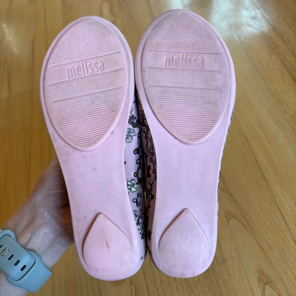Mini melissa Ultragirl Rose & Bleu Pumps Heels Floral Pink Coral Big Girl Size 1